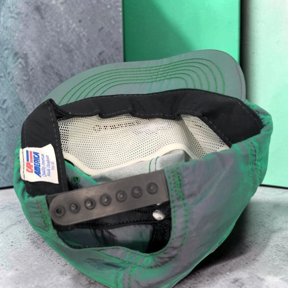 VTG Chevrolet Hat Iridescent Green Snapback Cap America Gen Chevy 90s Trucker